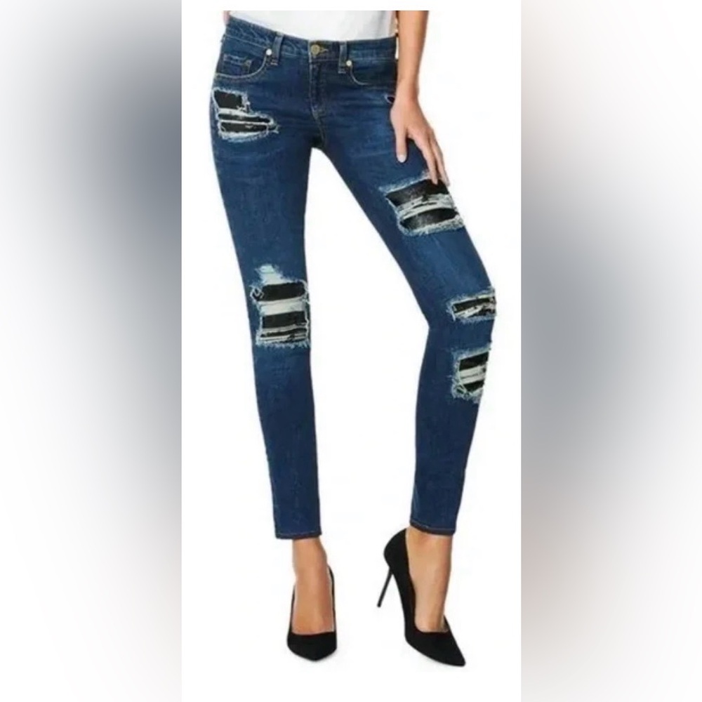 Ramy Brook Naomi Distressed Jeans With Black Sequins Size 27 NWOT